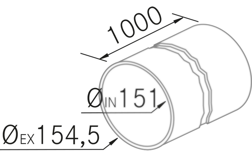 Accessoire FRECAN IT - Conduit Rond de 1 mètre Ø150 - vue 1