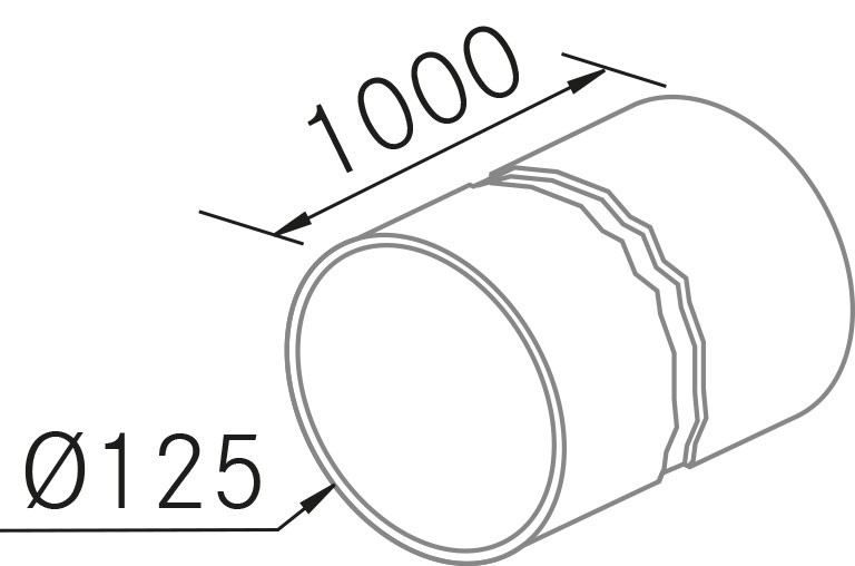 Accessoire FRECAN Conduit Rond 1 mètre Ø125 - vue 1