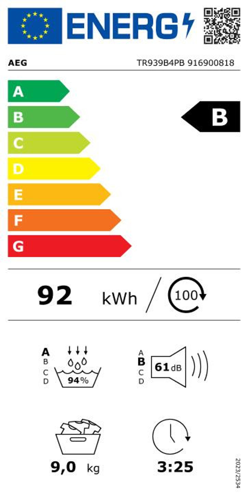 Étiquette énergie - classe B