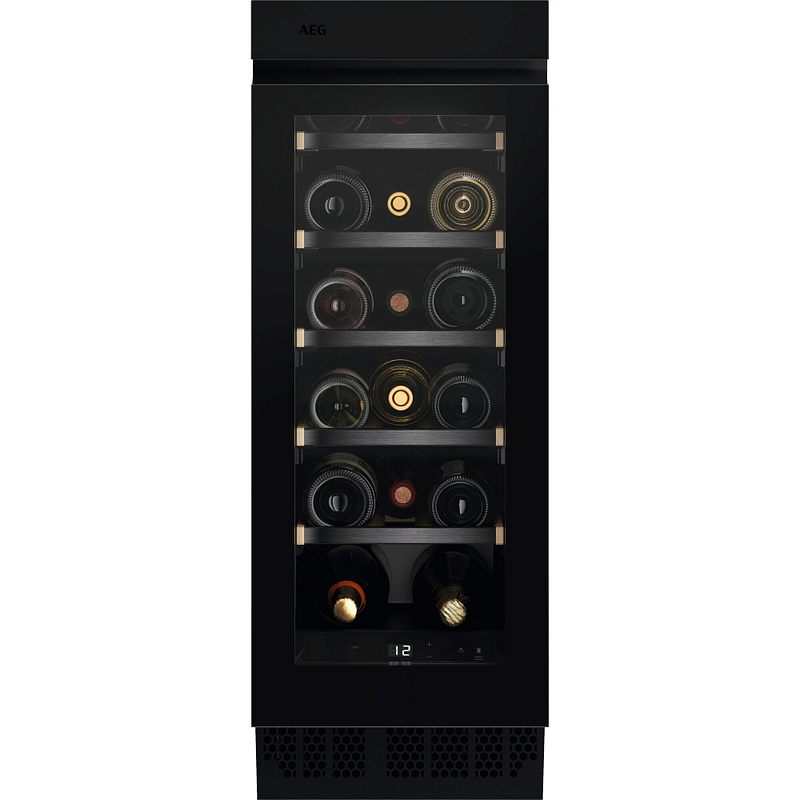 Cave à vin AEG NSW8S823GT, encastrable sous plan, 18 bouteilles, 1 zone de température, 5 clayettes en bois
