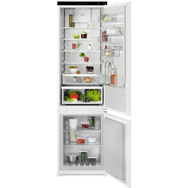 Réfrigérateur combiné intégrable AEG OSC6M19FDS, TwinTech No Frost, volume total 269 dm3, classe D, Extra Chill