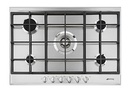Plaque gaz Smeg P272XGH, 5 brûleurs dont double couronne 4200 W, grilles en fonte, allumage automatique