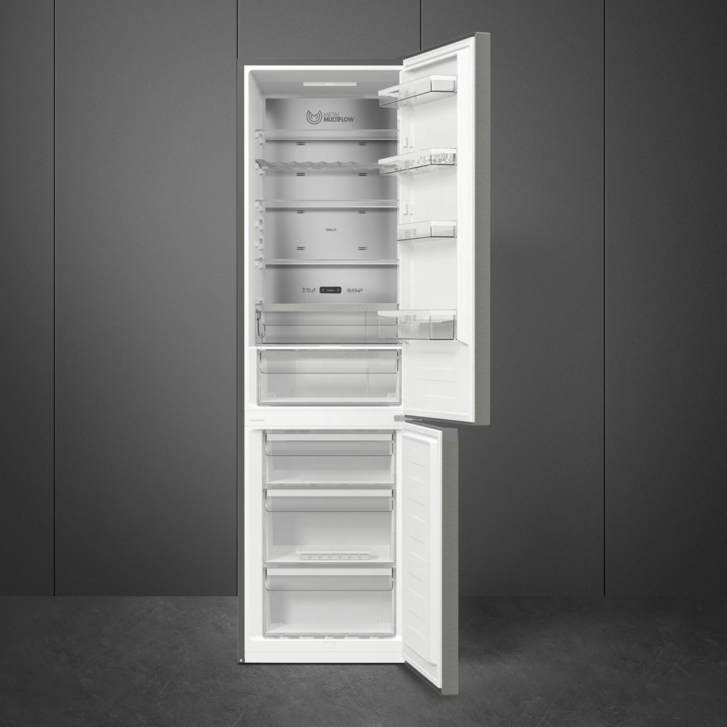 Réfrigérateur-congélateur SMEG RC21XDNMC, 361 L, classe C, 35 dB, acier inoxydable, pose libre