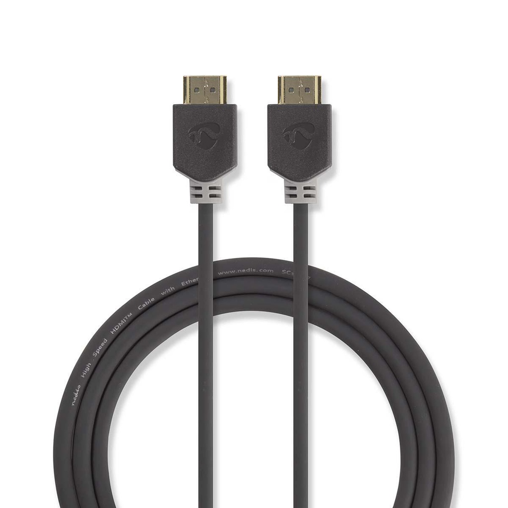 Câble HDMI Haute Vitesse avec ethernet | HDMI™ Connecteur | HDMI™ Connecteur | 4K@60Hz | ARC | 18 Gbps | 7.50 m | Rond | PVC | Anthracite | Boîte