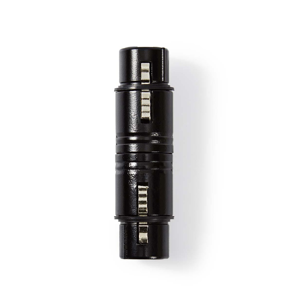 Adaptateur XLR | XLR 3-Pin Femelle | XLR 3-Pin Femelle | Plaqué nickel | Droit | Métal | Noir | 1 pièces | Sac en Plastique