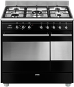 Piano de cuisson Smeg SCB92MN8, 5 feux gaz, double four électrique 70 L et 35 L, noir