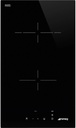 Domino de cuisson Smeg SE232TD1, 30 cm, 2 zones vitrocéramiques, commandes tactiles, minuteur, sécurité enfant