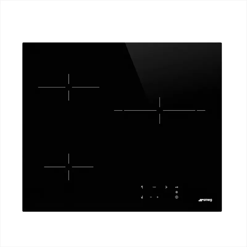 Plaque vitrocéramique SMEG SE263TD2, 3 foyers dont un double, commandes sensitives, 9 niveaux de puissance