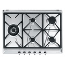Table de cuisson gaz Smeg SE775GH5, 5 foyers, brûleur wok, allumage électronique, grilles en fonte