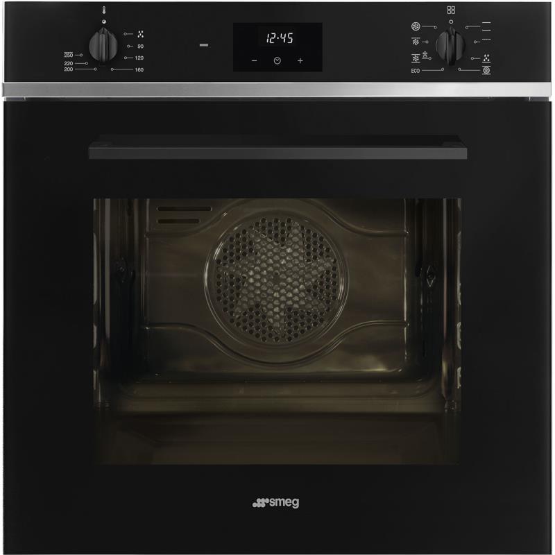 Four Smeg SF6400TB, 70 L noir, électrique, classe A, 8 programmes, grill, nettoyage vapeur, intégrable