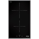 Domino de cuisson Smeg SI5322B, plaque à induction 30 cm, 2 zones, 9 niveaux de puissance, commandes sensitives