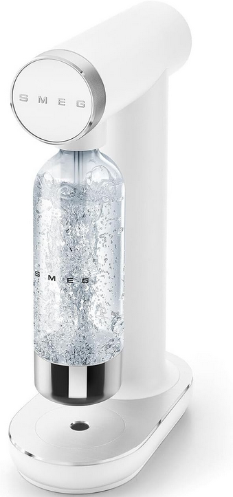 Machine à soda Smeg SKC01WHM, non électrique, blanche, commande rotative, bouteille 1 L incluse