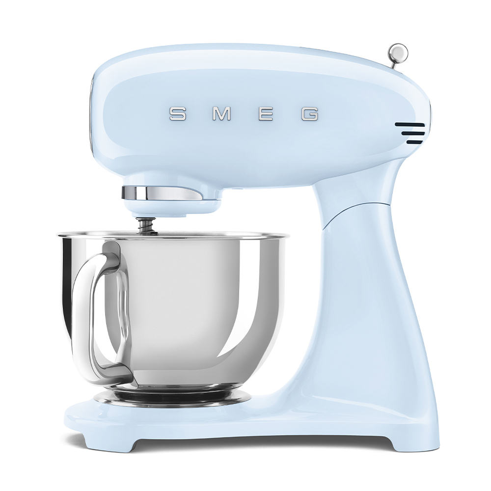 Robot pâtissier Smeg SMF03PBEU, 800 W, bol inox de 4,8 L, 10 vitesses, rotation planétaire, bleu