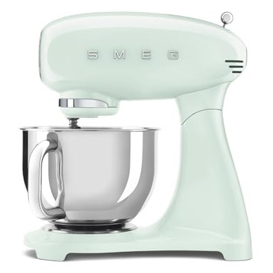 Robot pâtissier Smeg SMF03PGEU 800 W vert, bol inox 4,8 L, 10 vitesses, rotation planétaire