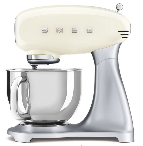 Robot pâtissier Smeg SMF04CREU crème, 800 W, bol inox 4,8 L, 10 vitesses, corps en aluminium