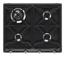 Plaque gaz Smeg SR964NGH, 60 cm noire, 4 brûleurs, grilles en fonte, allumage électronique intégré aux manettes