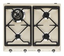 Plaque gaz Smeg SR964PGH, 60 cm, 4 brûleurs gaz, grilles en fonte, allumage intégré aux manettes, finition crème