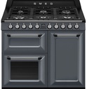 Piano de cuisson Smeg TR103GR, 6 brûleurs gaz, 3 fours électriques, autonettoyant, gris, classe B