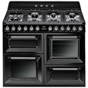 Piano de cuisson Smeg TR4110BL1, gaz 7 brûleurs, 2 fours électriques + gril, allumage électronique