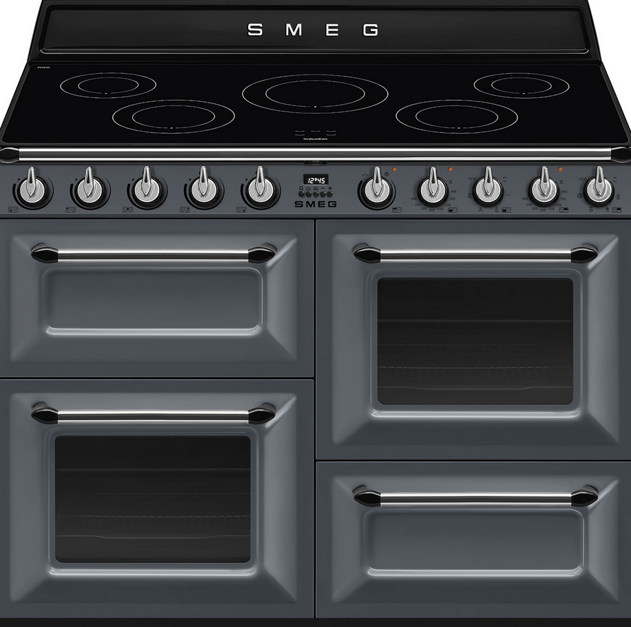 Piano de cuisson Smeg TR4110IGR2, induction 5 zones, 3 fours électriques, four principal 61 L, grill
