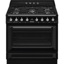 Piano de cuisson Smeg TR90GMBL, 5 feux gaz, four électrique chaleur tournante 115 L, 9 fonctions, classe A