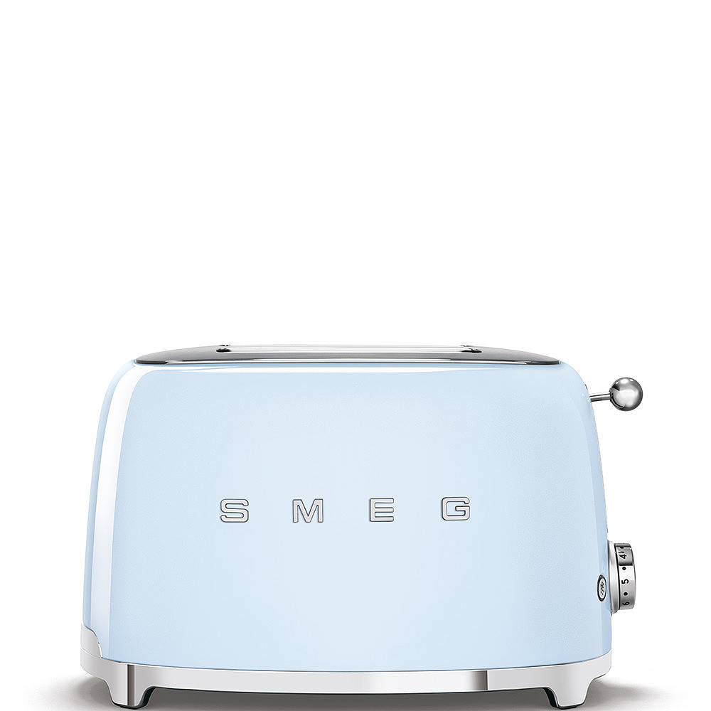 Grille-pain Smeg TSF01PBEU, 2 fentes extra larges, 6 niveaux de brunissement, centrage automatique, bleu azur