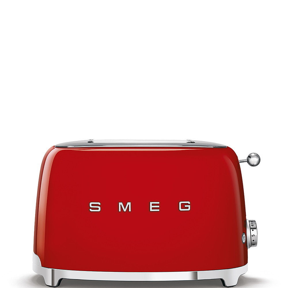 Grille-pain Smeg TSF01RDEU rouge, 2 fentes extra larges, 6 niveaux de brunissement, fonction bagel, 950 W