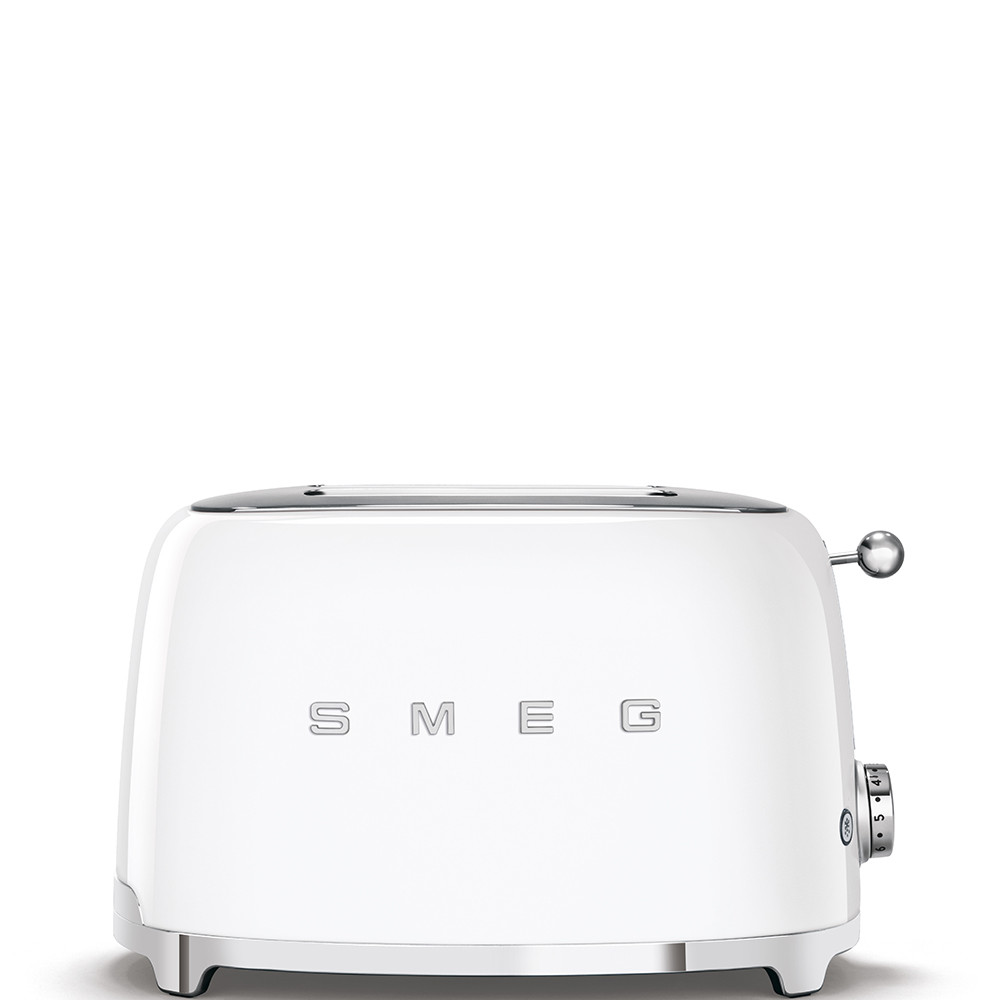 Grille-pain Smeg TSF01WHEU, 2 fentes extra larges, 6 niveaux de brunissement, réchauffage, décongélation, bagel