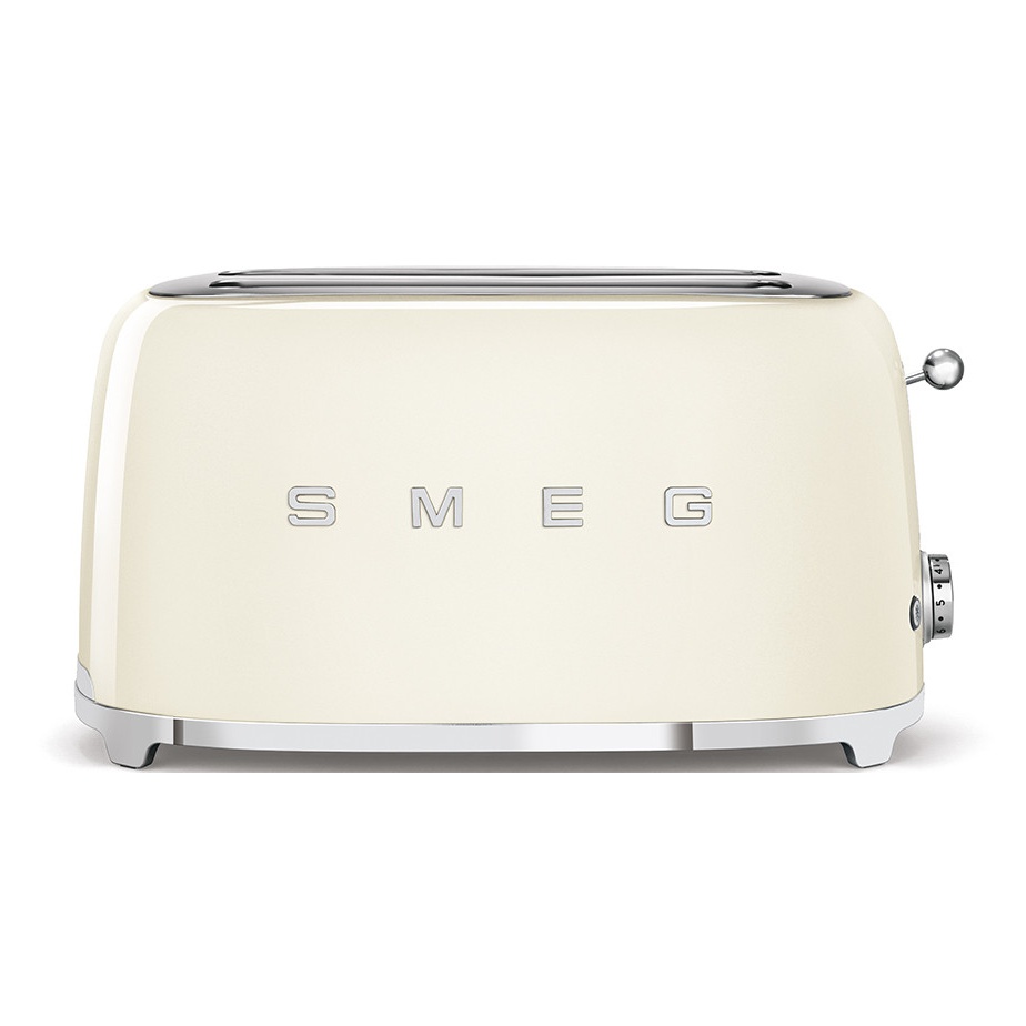 Grille-pain Smeg TSF02CREU, 2 fentes pour 4 tranches, 6 niveaux de brunissement, fonction bagel, 1500 W, crème