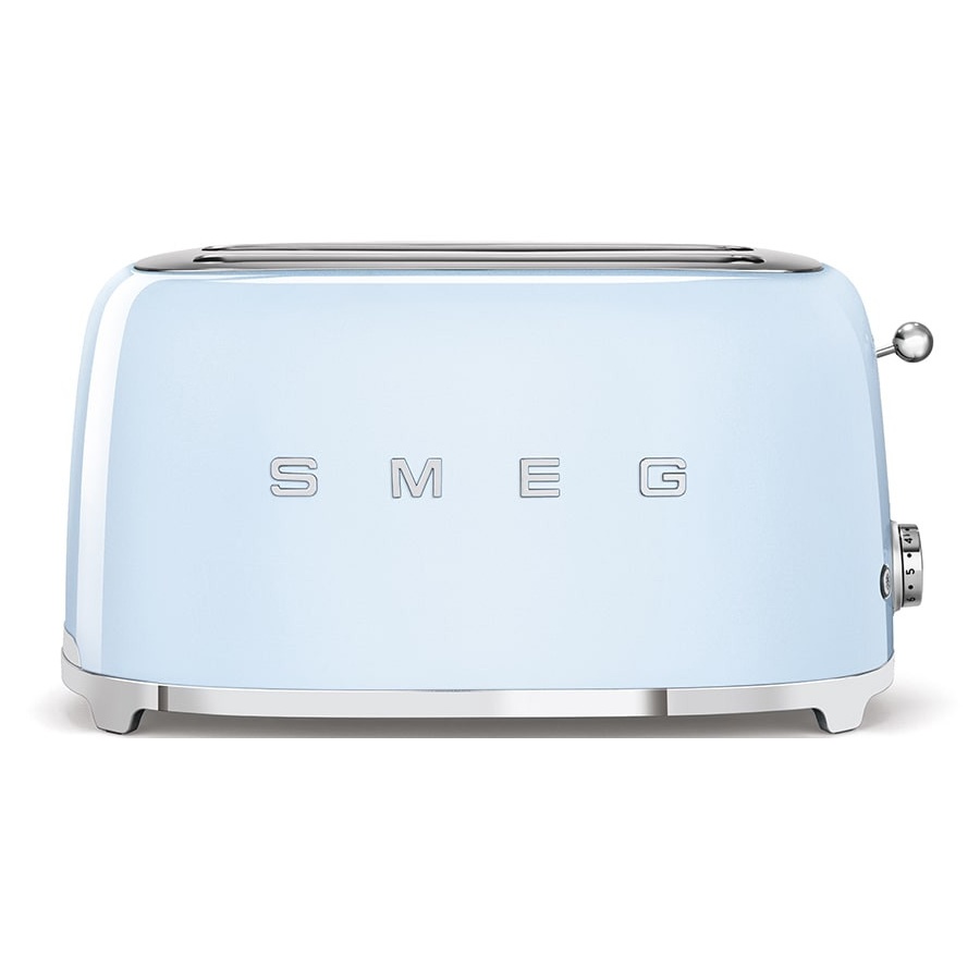 Grille-pain Smeg TSF02PBEU, 2 fentes extra larges, 4 tranches, 6 niveaux de brunissement, 1500 W, Bleu Azur