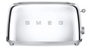 Grille-pain Smeg TSF02SSEU, 2 fentes extra larges pour 4 tranches, 6 niveaux de brunissement, 1500 W, inox chromé