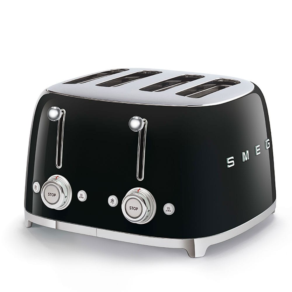 Grille-pain Smeg TSF03BLEU, 4 fentes, 6 niveaux de brunissement, éjection automatique, style années 50
