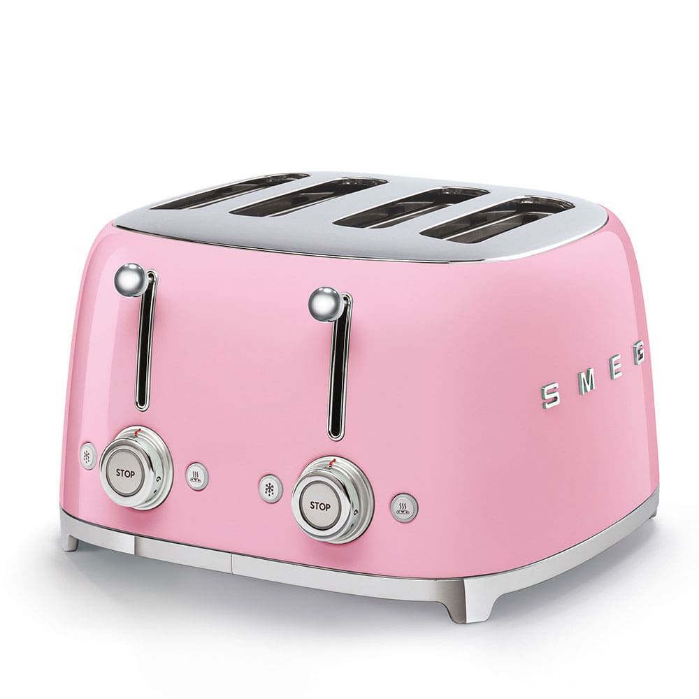 Grille-pain Smeg TSF03PKEU, 4 fentes, 6 niveaux de brunissage, fonctions bagel et décongélation, Rose