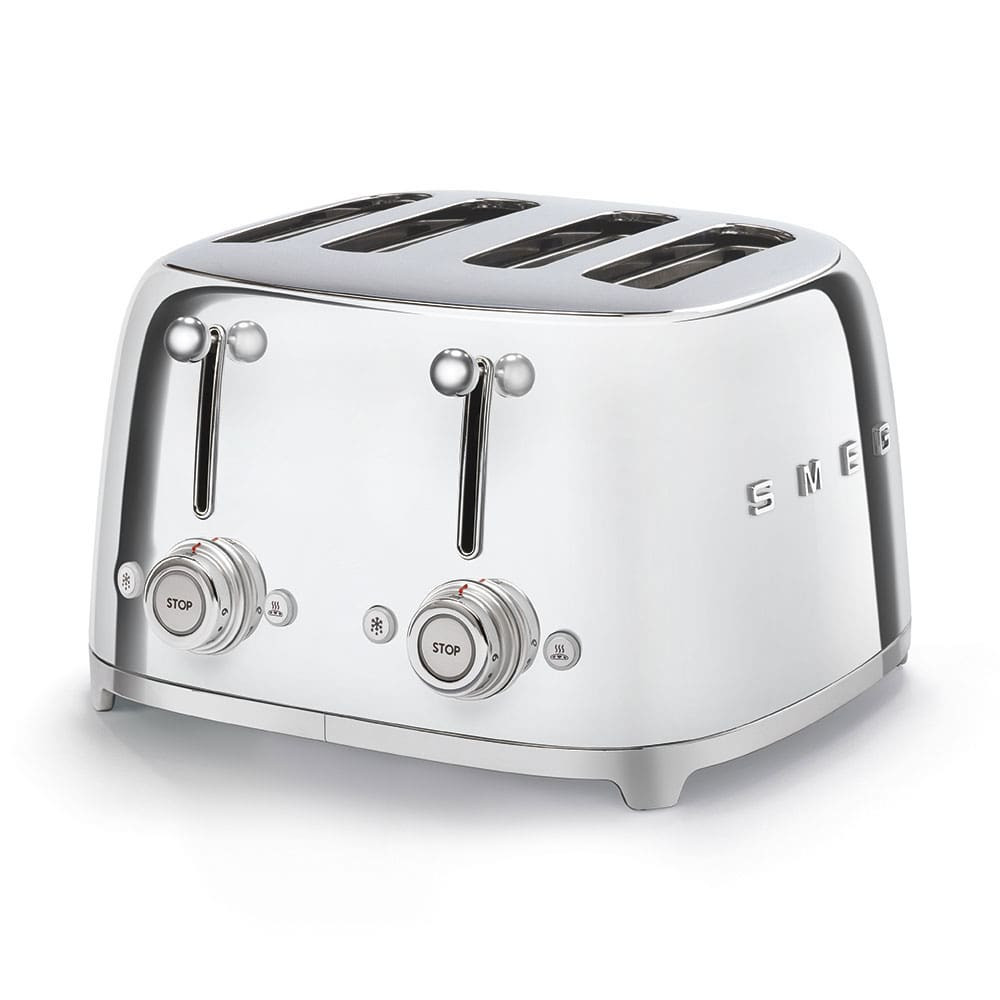 Grille-pain Smeg TSF03SSEU, 4 fentes, 6 niveaux de brunissage, fonctions bagel et décongélation