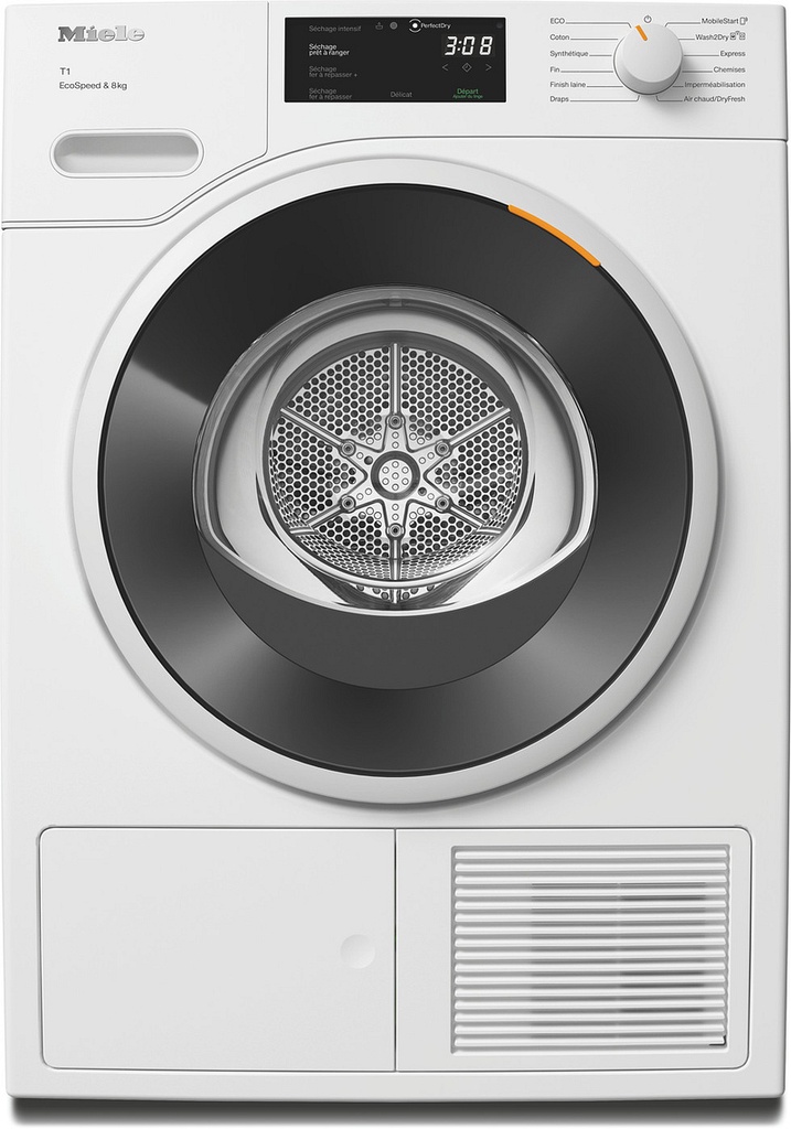 Sèche-linge pompe à chaleur Miele TWC640WP, 8 kg, classe C, condensation A, Wash2Dry, FragranceDos