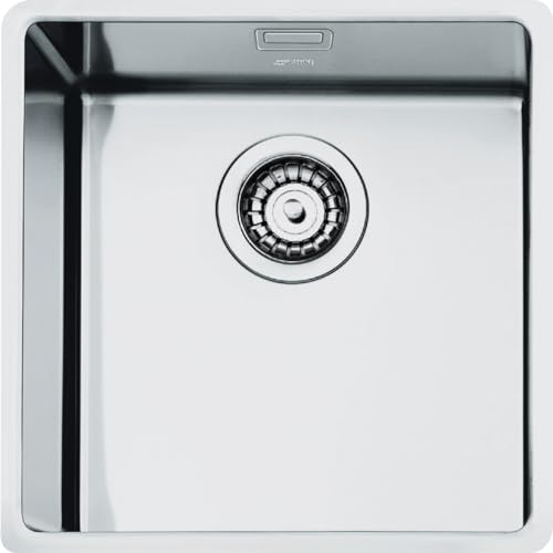 Evier inox SMEG VFU40SFR, 1 cuve sans égouttoir en inox AISI304 brossé, 3 types d'encastrement