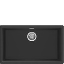 Evier SMEG VZP76N Quadra en granit noir, 1 cuve sans égouttoir, encastrement standard ou sous plan