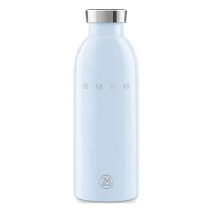 Gourde isotherme SMEG WBF01PB, 500 ml, acier inoxydable 18/8, double paroi, bleu azur, collection SMEG x 24Bottles