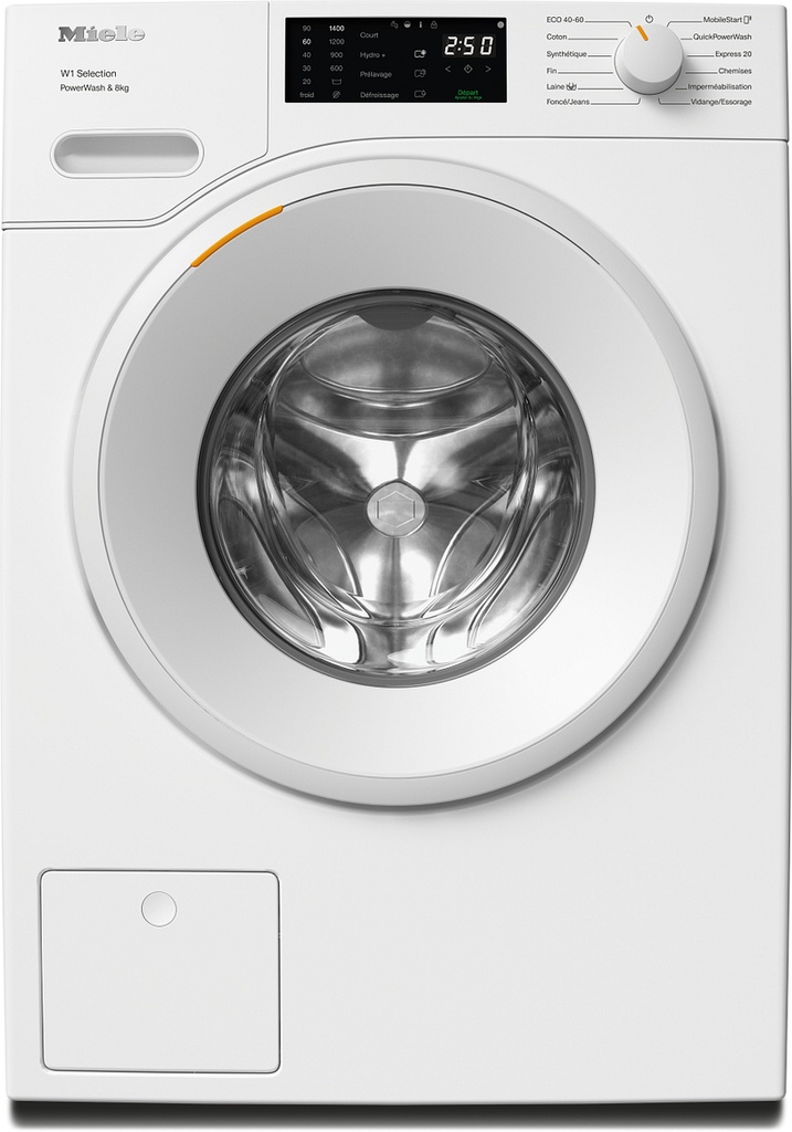 Lave-linge hublot Miele WSB363WCS, 8 kg, 1400 tr/min, classe A, QuickIntenseWash, sélecteur rotatif