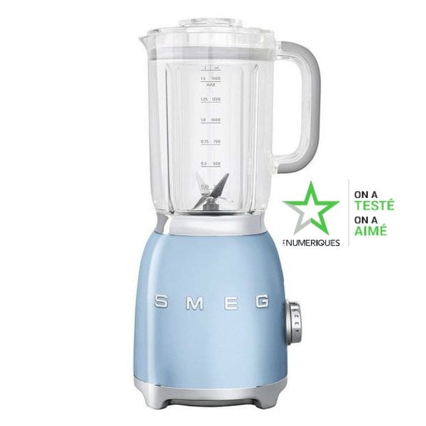 Blender Smeg BLF01PBEU, bol 1,5 L en Tritan, 800 W, 4 vitesses, pileur de glace, fonction Pulse, bleu