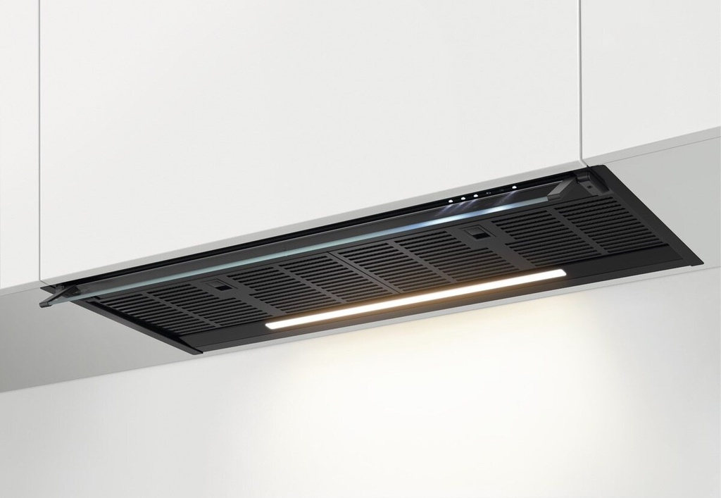 Hotte encastrée AEG GDE689HB, 900 mm noire, 445 m³/h, 3 vitesses plus intensive, éclairage LED, commande tactile