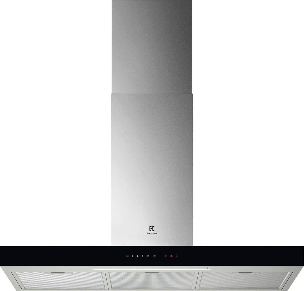Hotte décorative murale Electrolux LFT829X, 898 mm noir et inox, 600 m³/h, 3 vitesses, éclairage LED, commande tactile