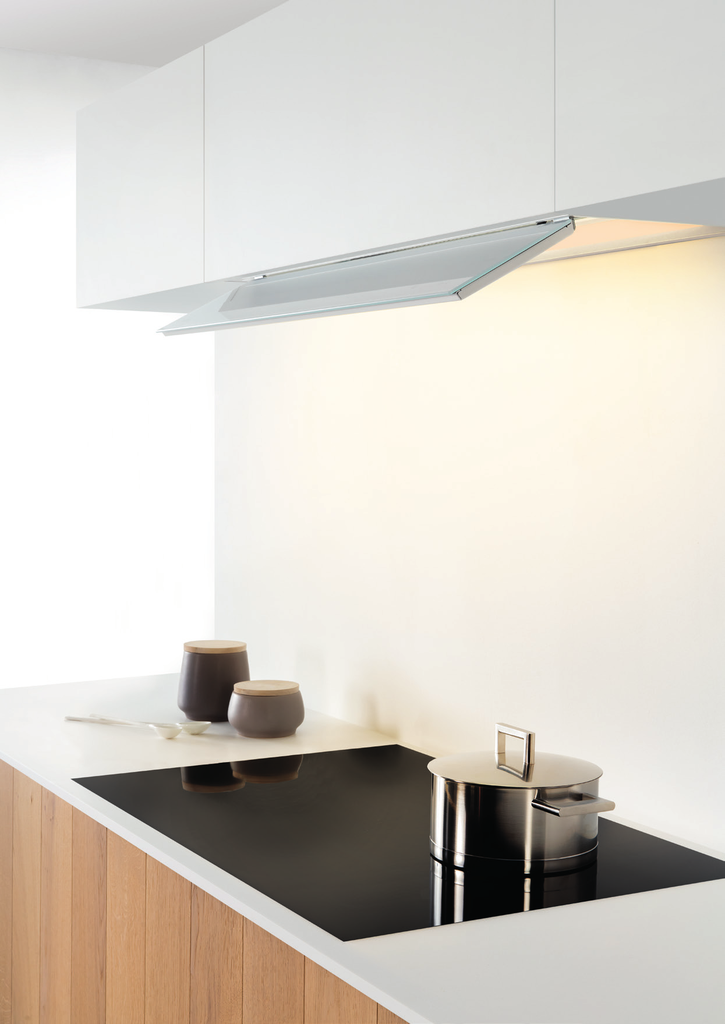 Groupe pour meuble haut Novy Fusion Verre blanc - largeur 90 cm - moteur intégré orientable 