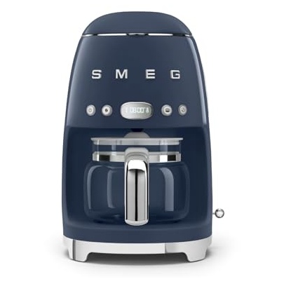 Cafetière filtre Smeg DCF02NBEU, 10 tasses, carafe 1,25 L, écran intégré, minuteur, maintien au chaud, Bleu marine