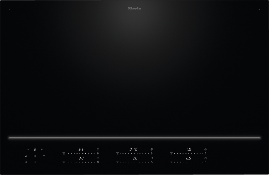 Plaque induction Miele KM8885-2FLD&MSENSE, zone complète, DiamondFinish, commande MultiSlide, M Sense ready