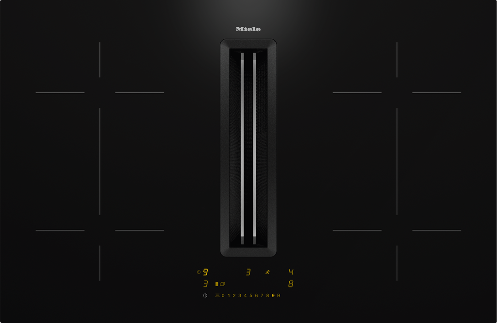 Table de cuisson à induction avec hotte intégrée Miele KMDA7473-1FLSILENCE, 4 zones dont 2 Flex, largeur 800 mm