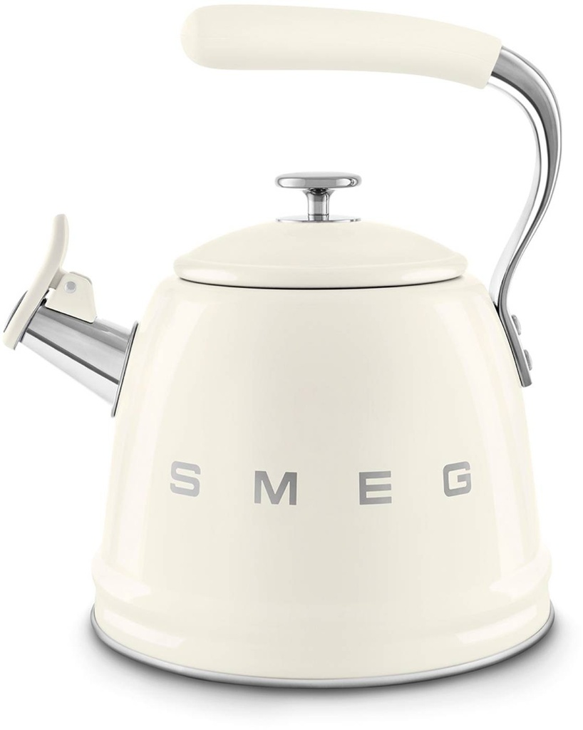 Bouilloire sifflante SMEG WKF01CR, 2,3 L, compatible induction, design vintage, poignée froide