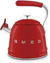 Bouilloire sifflante SMEG WKF01RD, 2,3 L, design vintage, compatible induction, poignée froide au toucher
