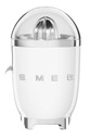 Presse-agrumes électrique Smeg CJF01WHEU blanc, 70 W, cône universel en inox, bec anti-goutte, style années 50