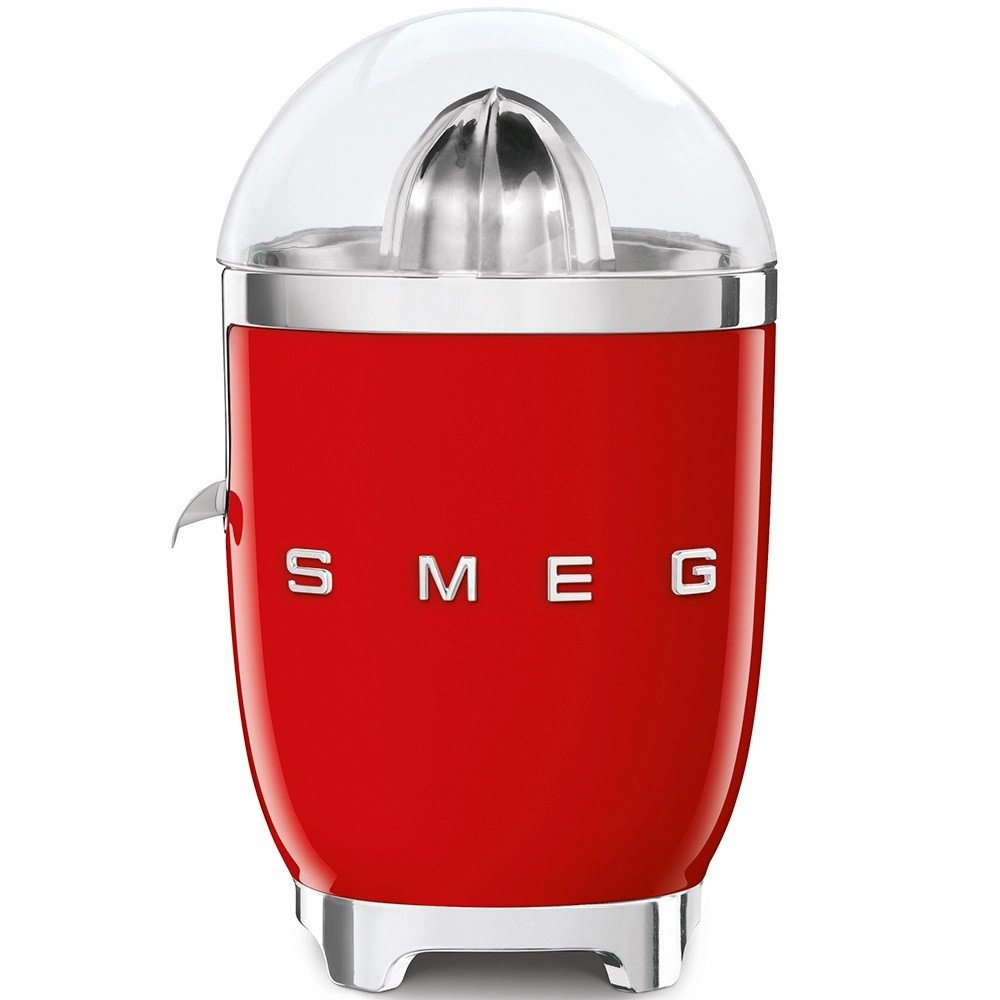 Presse-agrumes Smeg CJF01RDEU rouge, 70 W, cône universel en inox, bec anti-goutte, style années 50